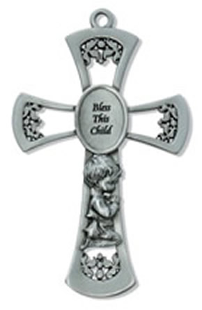 praying boy Baptism wall cross